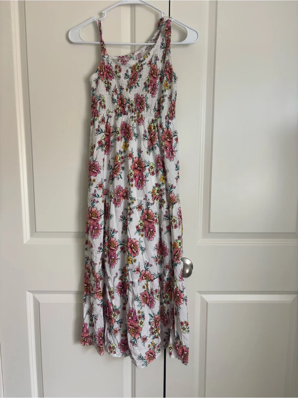 Justice White Maxi Dress with Pink Floral Print